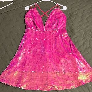 Barbie pink sequence dress